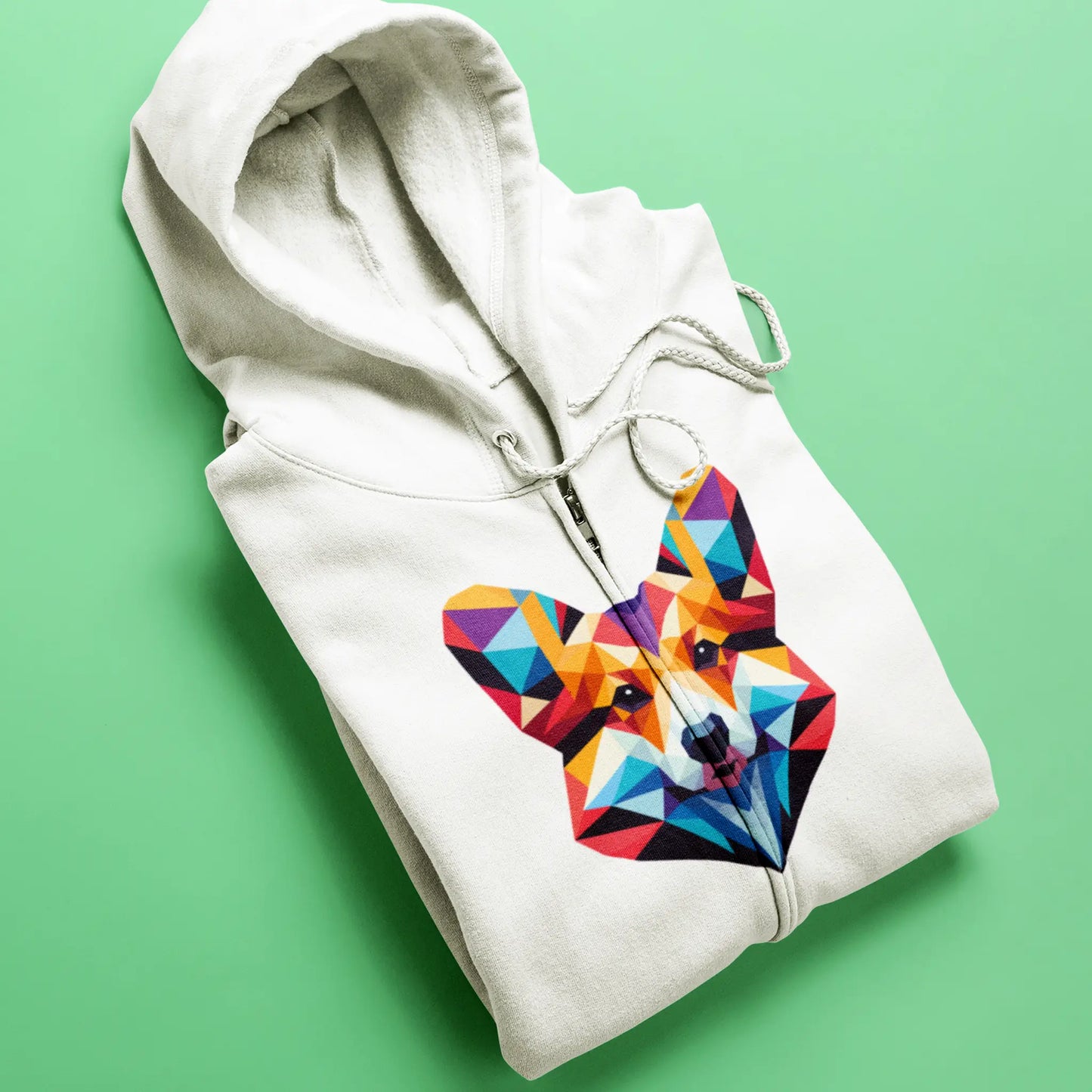 Unique Corgi zip hoodie in crisp white for standout looks – Ξεχωριστό hoodie με καθαρές γραμμές και ξεκάθαρη προσωπικότητα.