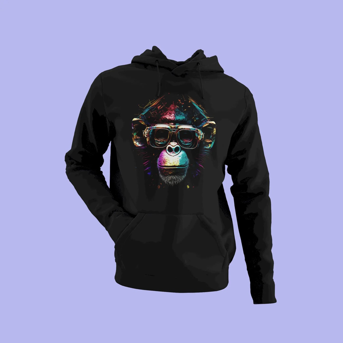 Urban black hoodie expressing a bold and playful attitude with its monochrome print. — Αστικό μαύρο φούτερ με κουκούλα που εκφράζει μια έντονη και παιχνιδιάρικη στάση με το μονόχρωμο τύπωμά του