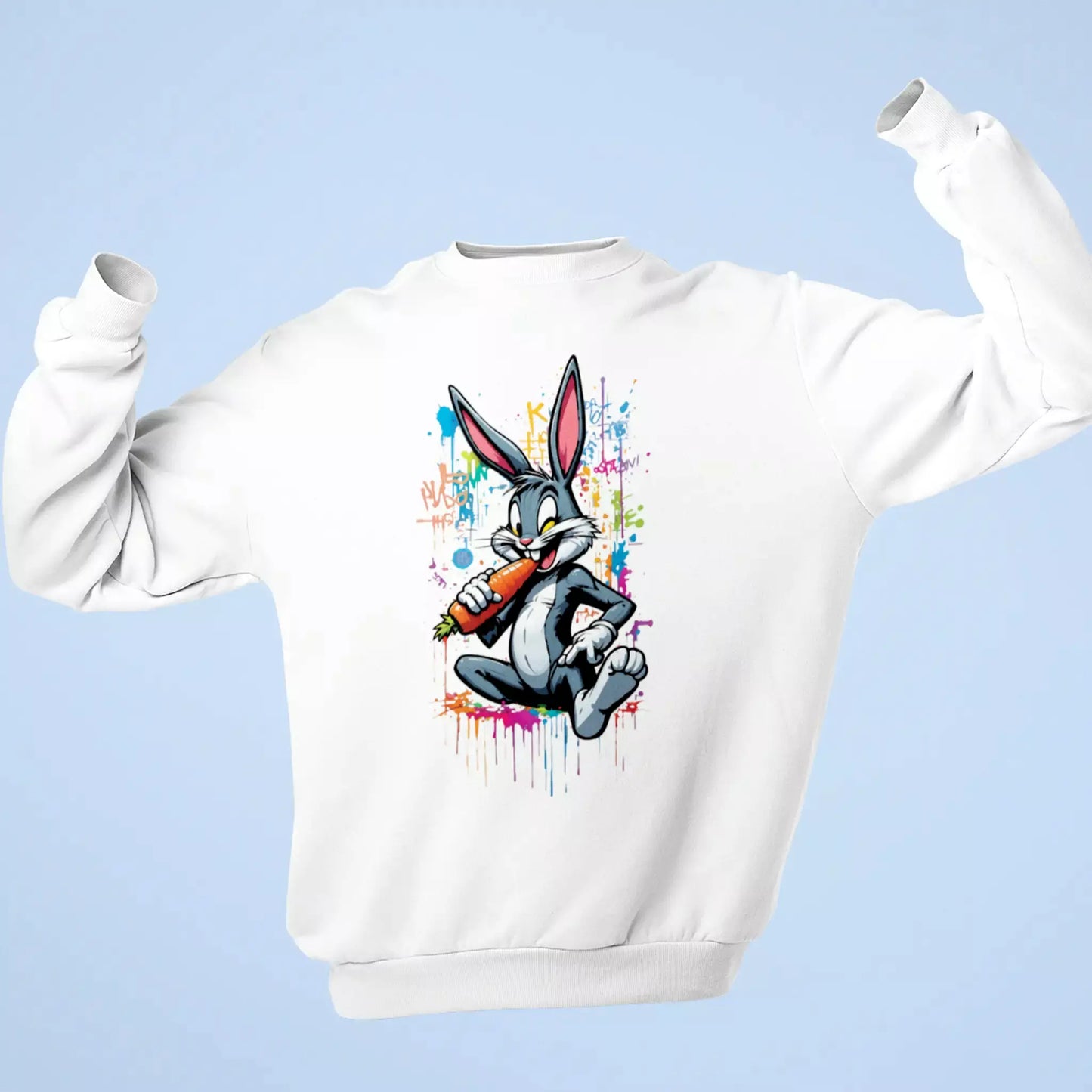 Urban fashion white hoodie με το δημιουργικό και επαναστατικό σχέδιο του Bugs