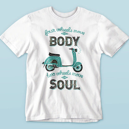 Vintage scooter graphic tee in white με motivational quote για riders - Λευκό t-shirt με κλασικό σκούτερ design