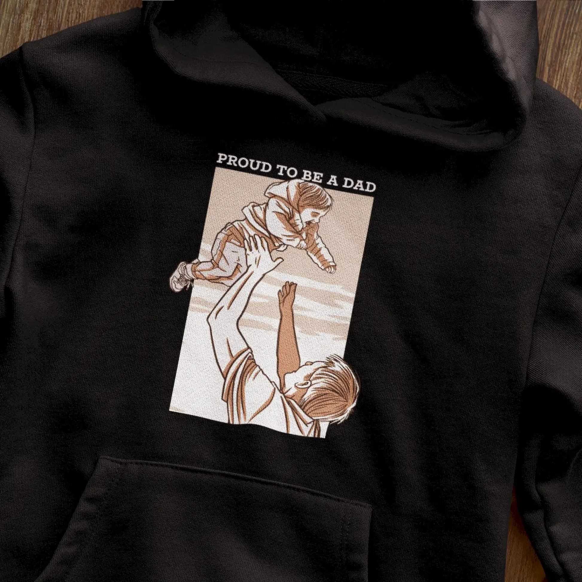 Warm black hoodie for dad and child outdoor memories and playful moments / Ζεστό μαύρο hoodie για αναμνήσεις και παιχνιδιάρικες στιгμές μπαμπά και παιδιού στο εξωτερικό