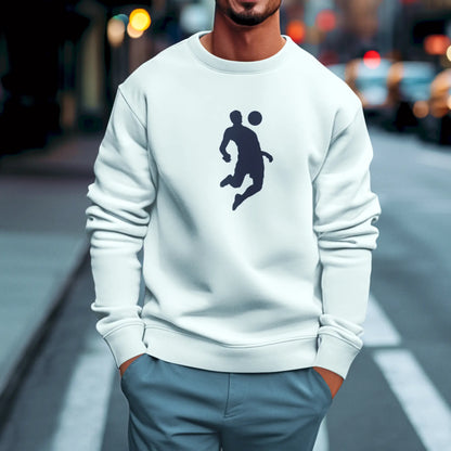 White Sweatshirt featuring football action silhouette - Λευκή μπλούζα φούτερ για sporty layering looks