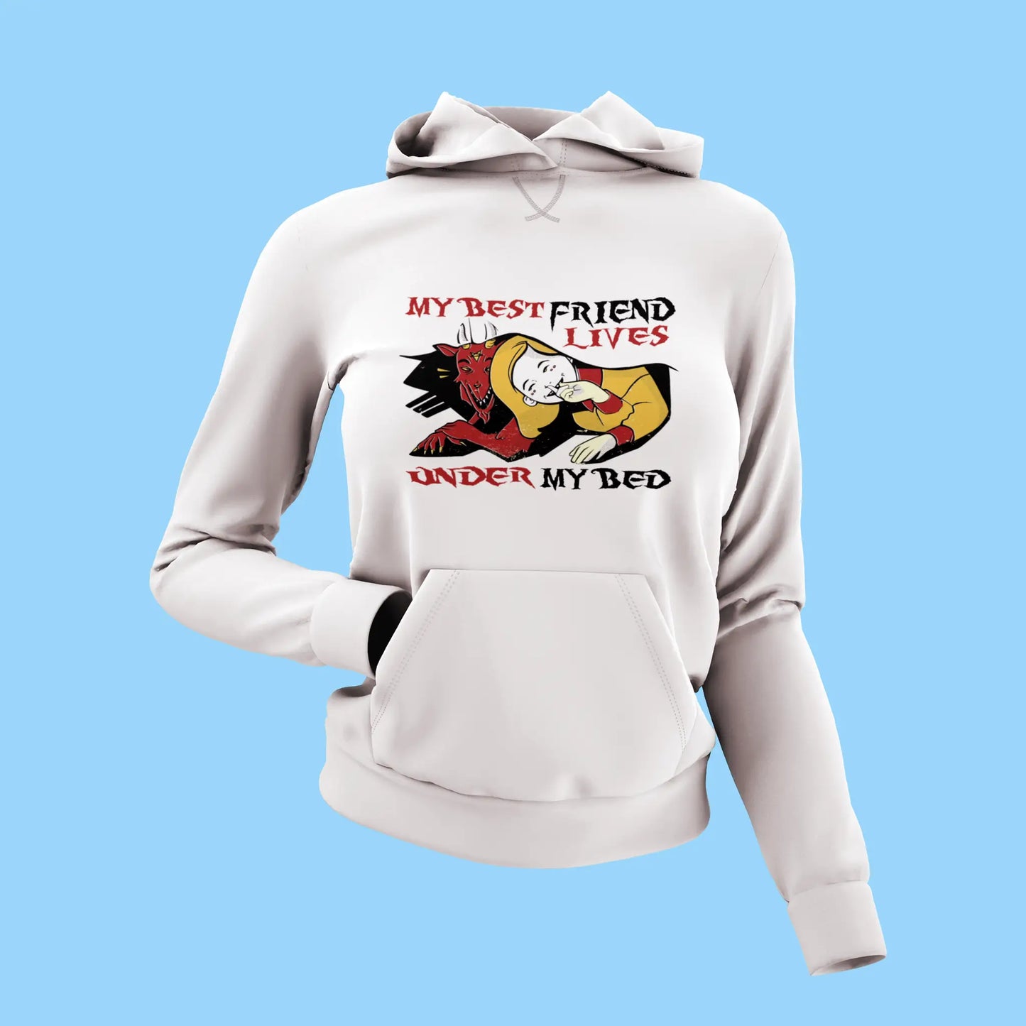 White  hoodie showing friends who accept your actions with love - Λευκό φούτερ κουκούλα που δείχνει φίλους που δέχονται τις πράξεις σου με αγάπη