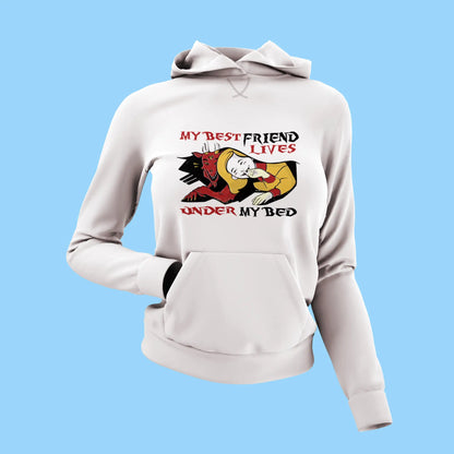 White  hoodie showing friends who accept your actions with love - Λευκό φούτερ κουκούλα που δείχνει φίλους που δέχονται τις πράξεις σου με αγάπη