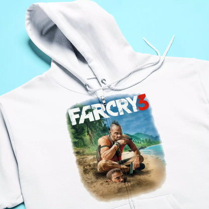 White hoodie with full-front design and high-contrast gamer look – Λευκή ζακέτα με πλήρες front design και έντονο gamer look υψηλού contrast