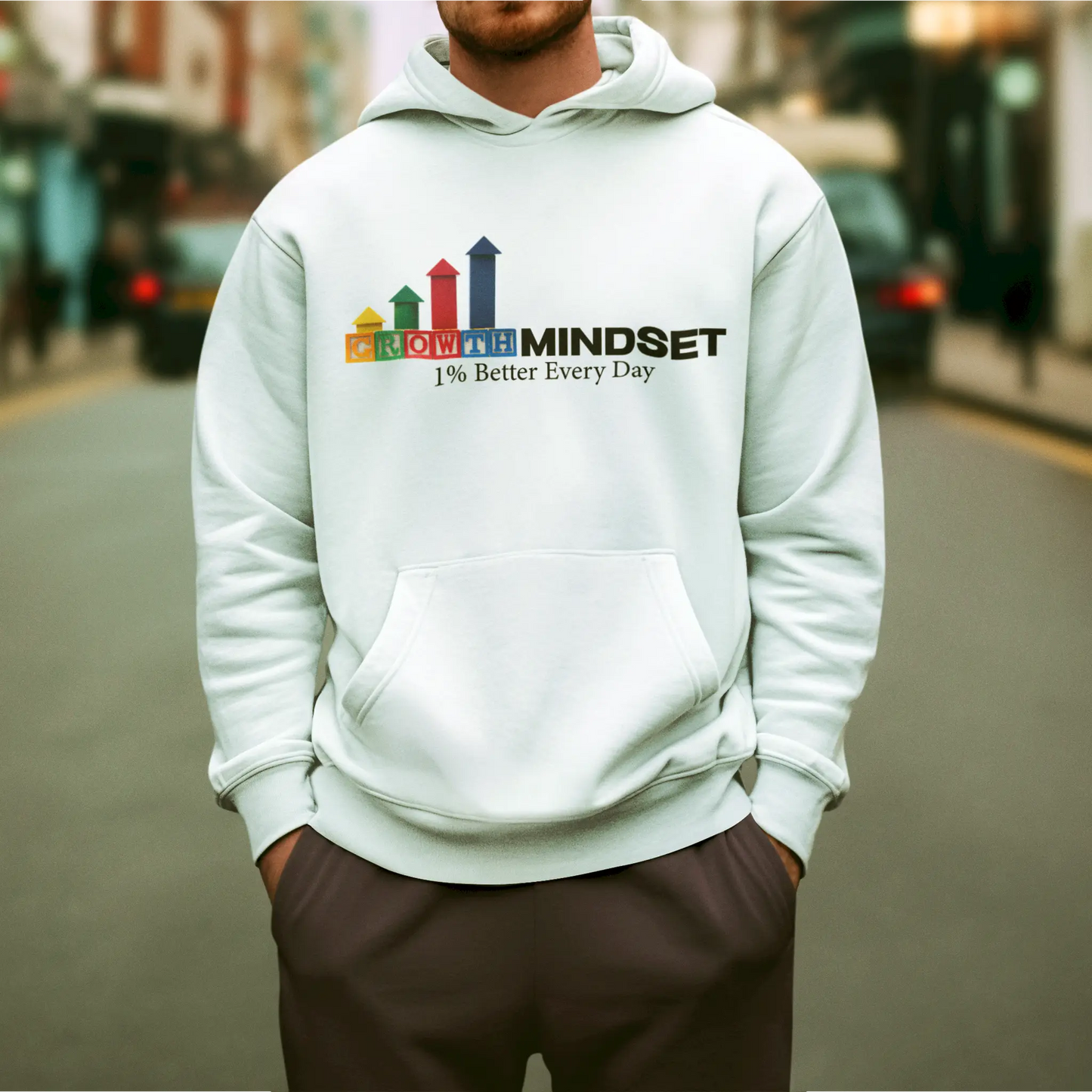 White hoodie with powerful typography that inspires personal growth – Λευκό hoodie με δυναμική γραμματοσειρά που εμπνέει προσωπική εξέλιξη