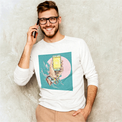 White long sleeve με digital awareness artwork - Λευκό μακρυμάνικο με ψηφιακή ευαισθητοποίηση design