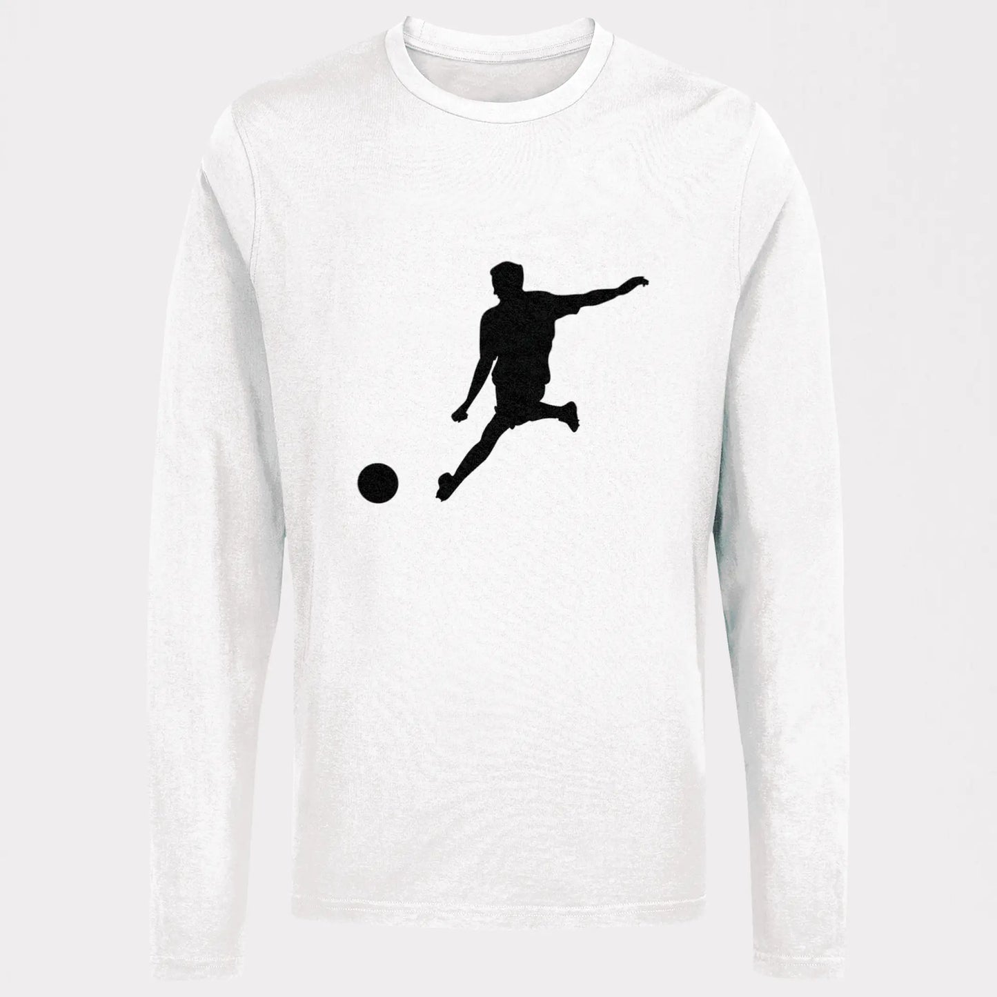White long sleeve football silhouette football action design - λευκό μακρυμάνικο μπλουζάκι με ποδοσφαιριστή σιλουέτα 