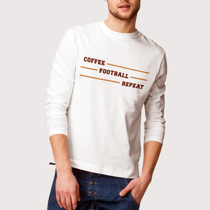 White long sleeve shirt for football fans and caffeine junkies – Λευκό μακρυμάνικο για φαν ποδοσφαίρου και λάτρεις καφεΐνης