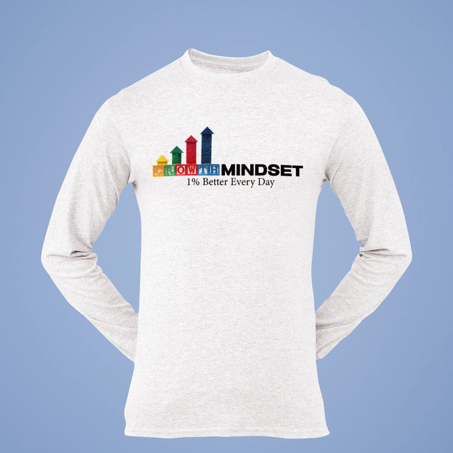 White long sleeve shirt with sleek 'Growth Mindset' print – Λευκό μακρυμάνικο με κομψό print 'Growth Mindset