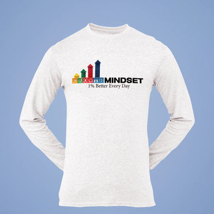 White long sleeve shirt with sleek 'Growth Mindset' print – Λευκό μακρυμάνικο με κομψό print 'Growth Mindset