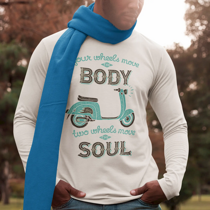 White long sleeve tee με vintage motorcycle print - Λευκό μακρυμάνικο με κλασικό μοτοσικλέτα design