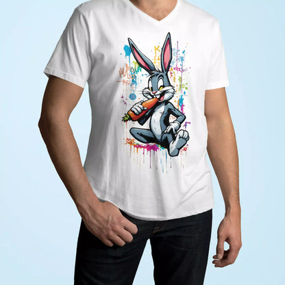 White minimalist t-shirt με τον Bugs Bunny σε graffiti έκδοση για φωτεινό urban look.