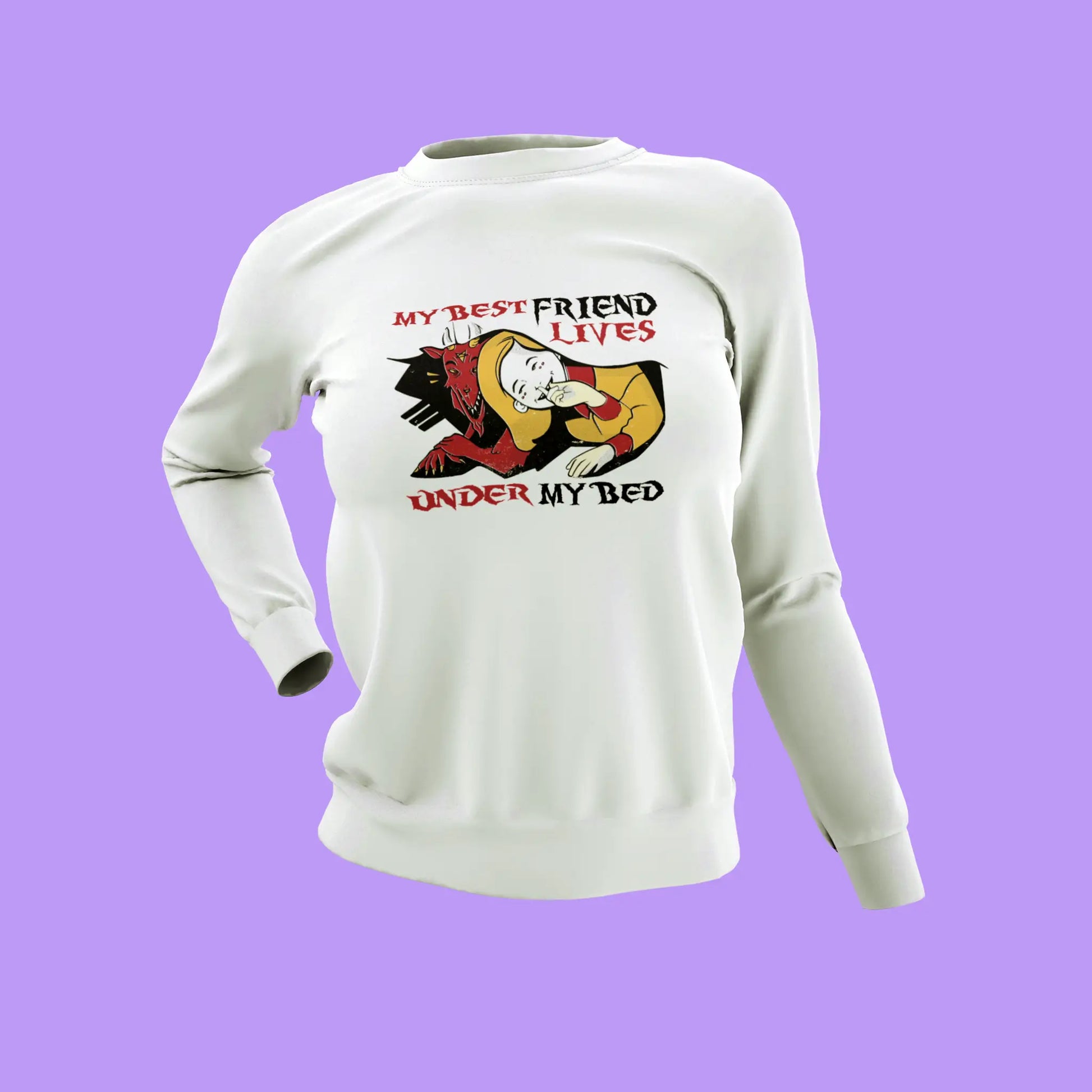 White sweatshirt displaying unconditional friendship that never wavers or fades - Λευκό φούτερ που εμφανίζει άνευ όρων φιλία που ποτέ δεν κλονίζεται ή ξεθωριάζει