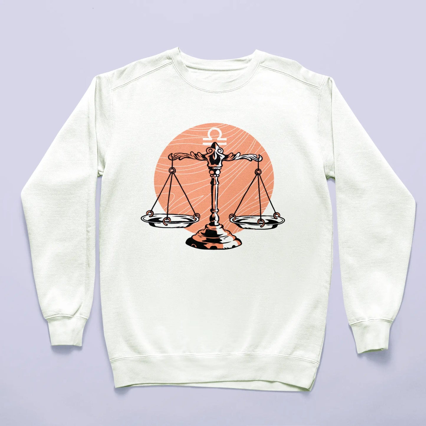 White sweatshirt with Libra zodiac scales for modern astrology fashion – Λευκό φούτερ με ζυγαριά Ζυγού για μοντέρνα αστρολογική μόδα