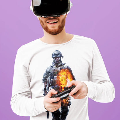 White tactical long sleeve with flames - Λευκό μακρυμάνικο με φλογερό design 