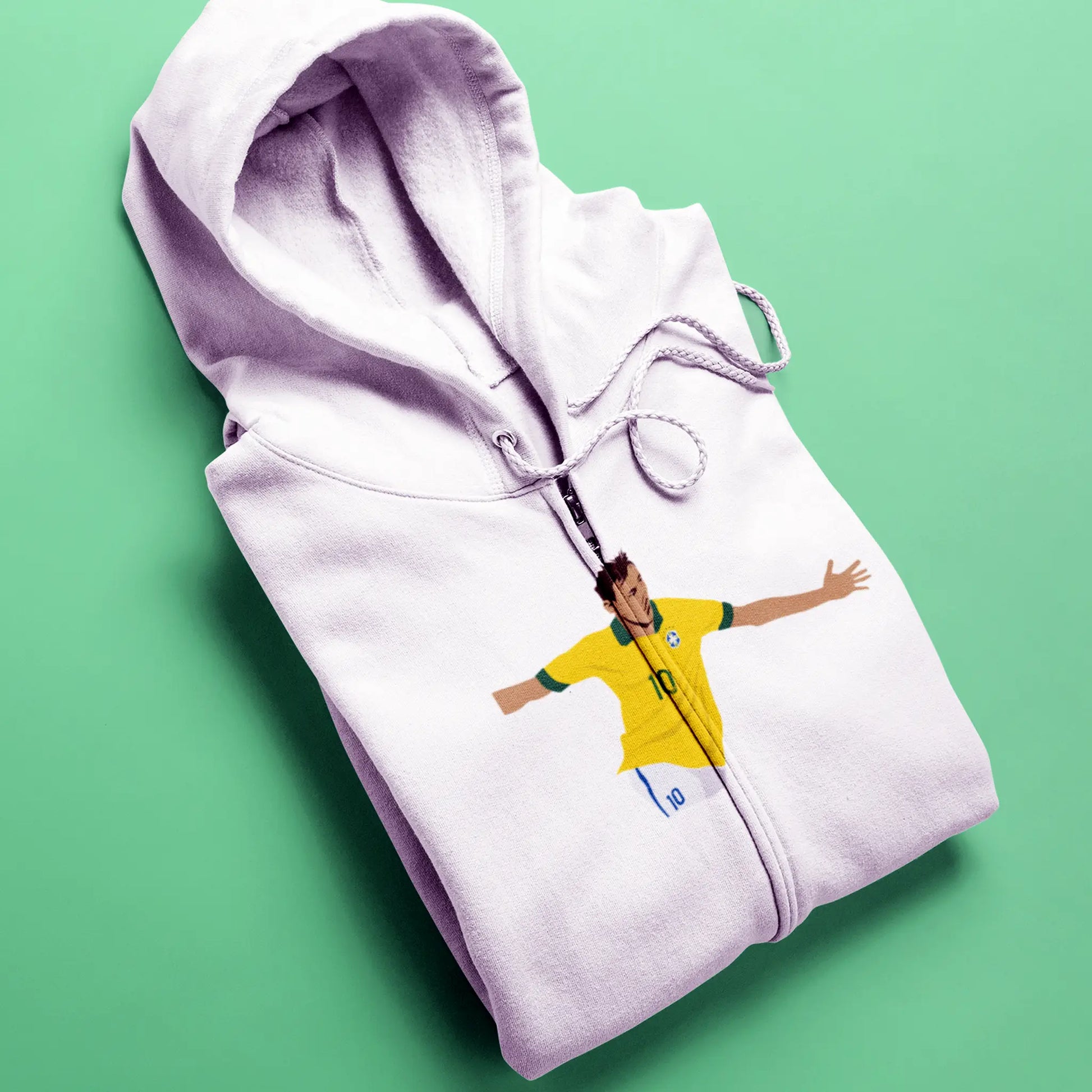 White zip hoodie that mixes function and football artistry of Neymar Jr. | Λευκή zip κουκούλα που συνδυάζει λειτουργία και ποδοσφαιρική τέχνη Neymar Jr.