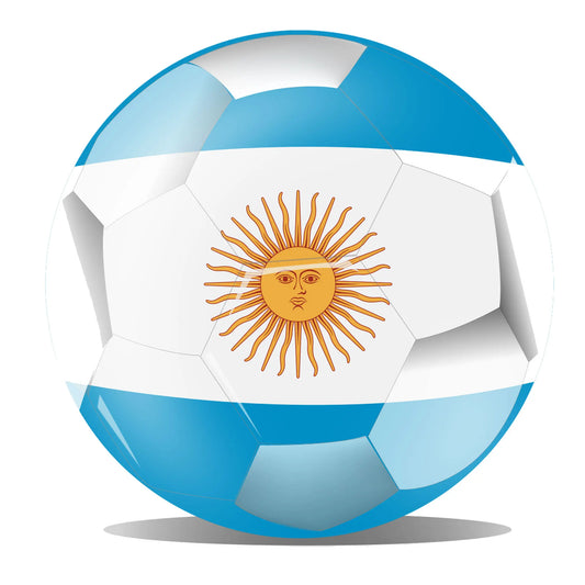 Argentina flag in football shape with radiant sun at the center – Σημαία Αργεντινής σε σχήμα ποδοσφαιρικής μπάλας με λαμπερό ήλιο στο κέντρο