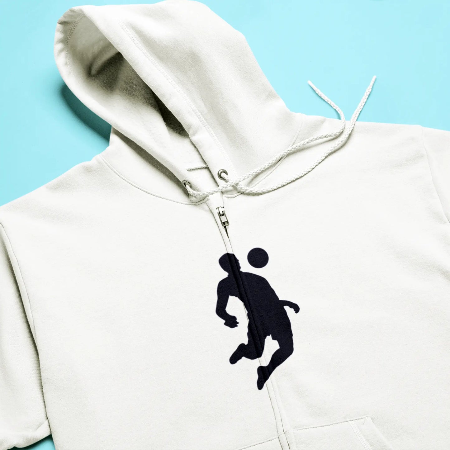 Λευκή ζακέτα με κουκούλα και football design - elegant sporty style για casual athleticism