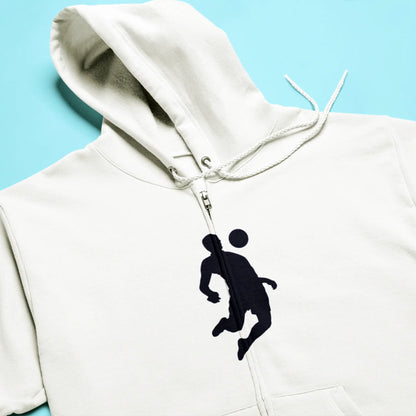 Λευκή ζακέτα με κουκούλα και football design - elegant sporty style για casual athleticism