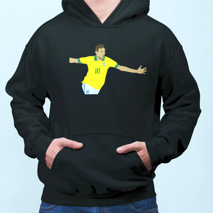 Black hoodie with intense Neymar Jr. portrait for bold fanwear. | Μαύρη φούτερ με κουκούλα με έντονο πορτραίτο Neymar Jr. για τολμηρό fanwear.