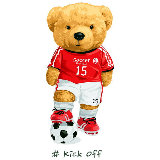 teddy bear in red soccer jersey with ball – αρκουδάκι με κόκκινη ποδοσφαιρική φανέλα και ποδοσφαιρική μπάλα_result